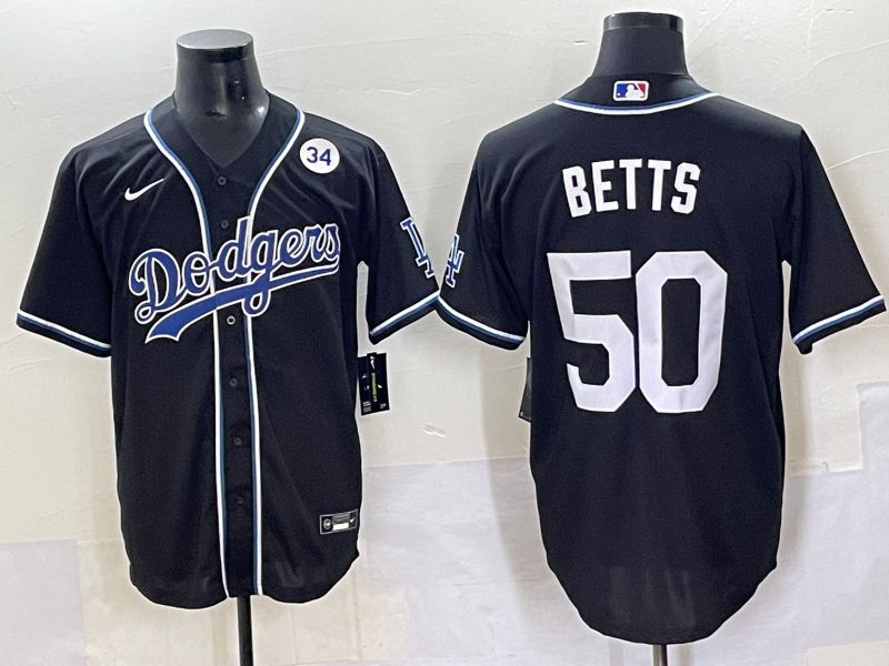Men 2025 Los Angeles Dodgers #50 Betts Black Three generations Fashion Nike MLB Jersey style 70410